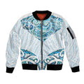 New Zealand Manta Ray Tattoo Sleeve Zip Bomber Jacket Aotearoa Maori Haehae Paua Shell - Aussie Hoodie