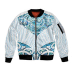 New Zealand Manta Ray Tattoo Sleeve Zip Bomber Jacket Aotearoa Maori Haehae Paua Shell - Aussie Hoodie