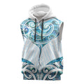 New Zealand Manta Ray Tattoo Sleeveless Hoodie Aotearoa Maori Haehae Paua Shell - Aussie Hoodie