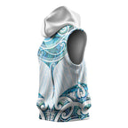 New Zealand Manta Ray Tattoo Sleeveless Hoodie Aotearoa Maori Haehae Paua Shell - Aussie Hoodie