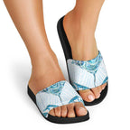 New Zealand Manta Ray Tattoo Slide Sandals Aotearoa Maori Haehae Paua Shell - Aussie Hoodie