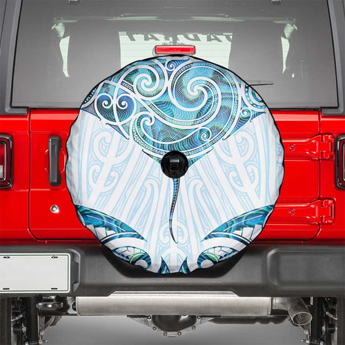 New Zealand Manta Ray Tattoo Spare Tire Cover Aotearoa Maori Haehae Paua Shell - Aussie Hoodie