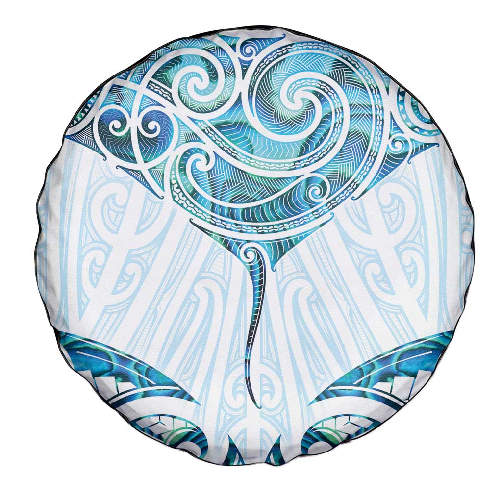 New Zealand Manta Ray Tattoo Spare Tire Cover Aotearoa Maori Haehae Paua Shell - Aussie Hoodie