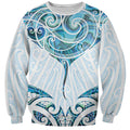 New Zealand Manta Ray Tattoo Sweatshirt Aotearoa Maori Haehae Paua Shell - Aussie Hoodie