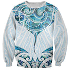 New Zealand Manta Ray Tattoo Sweatshirt Aotearoa Maori Haehae Paua Shell - Aussie Hoodie