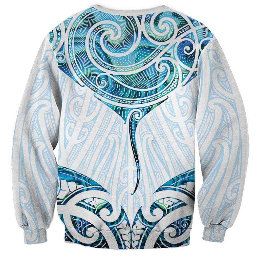 New Zealand Manta Ray Tattoo Sweatshirt Aotearoa Maori Haehae Paua Shell - Aussie Hoodie