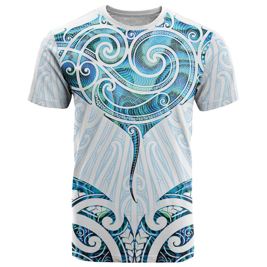 New Zealand Manta Ray Tattoo T Shirt Aotearoa Maori Haehae Paua Shell - Aussie Hoodie