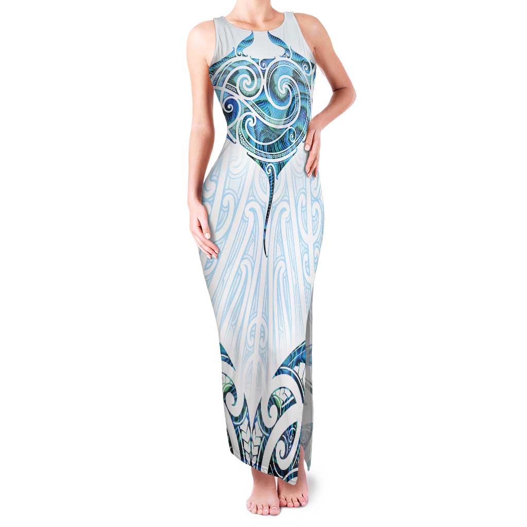 New Zealand Manta Ray Tattoo Tank Maxi Dress Aotearoa Maori Haehae Paua Shell - Aussie Hoodie