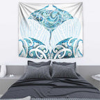 New Zealand Manta Ray Tattoo Tapestry Aotearoa Maori Haehae Paua Shell - Aussie Hoodie