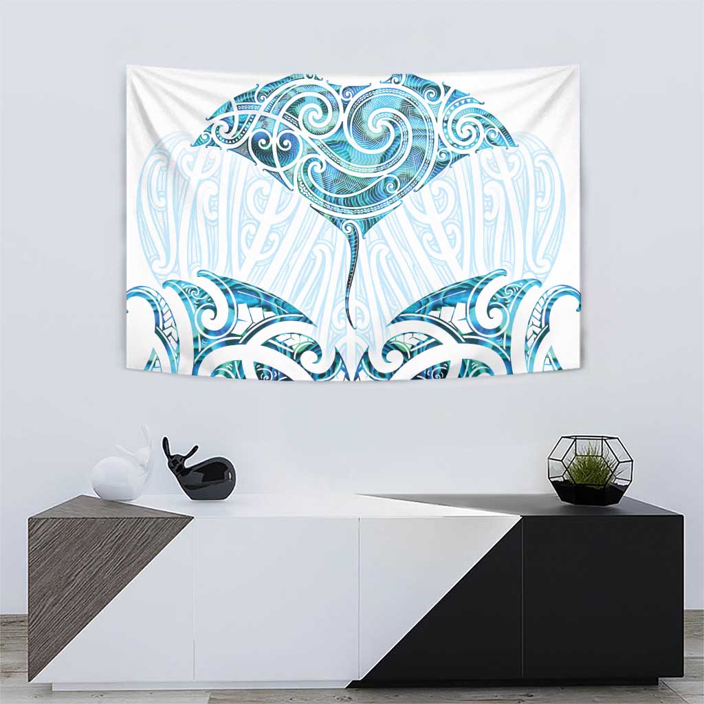 New Zealand Manta Ray Tattoo Tapestry Aotearoa Maori Haehae Paua Shell - Aussie Hoodie