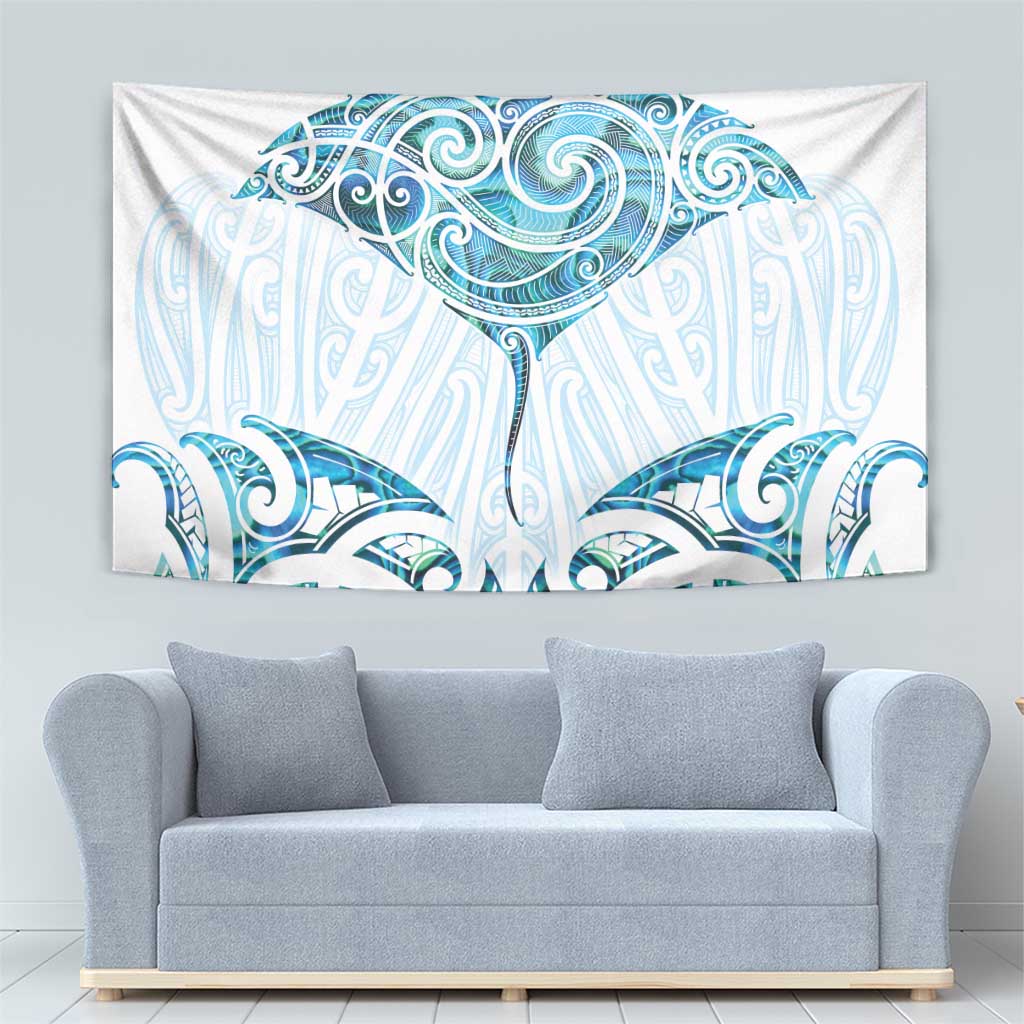 New Zealand Manta Ray Tattoo Tapestry Aotearoa Maori Haehae Paua Shell - Aussie Hoodie