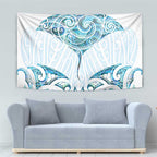 New Zealand Manta Ray Tattoo Tapestry Aotearoa Maori Haehae Paua Shell - Aussie Hoodie