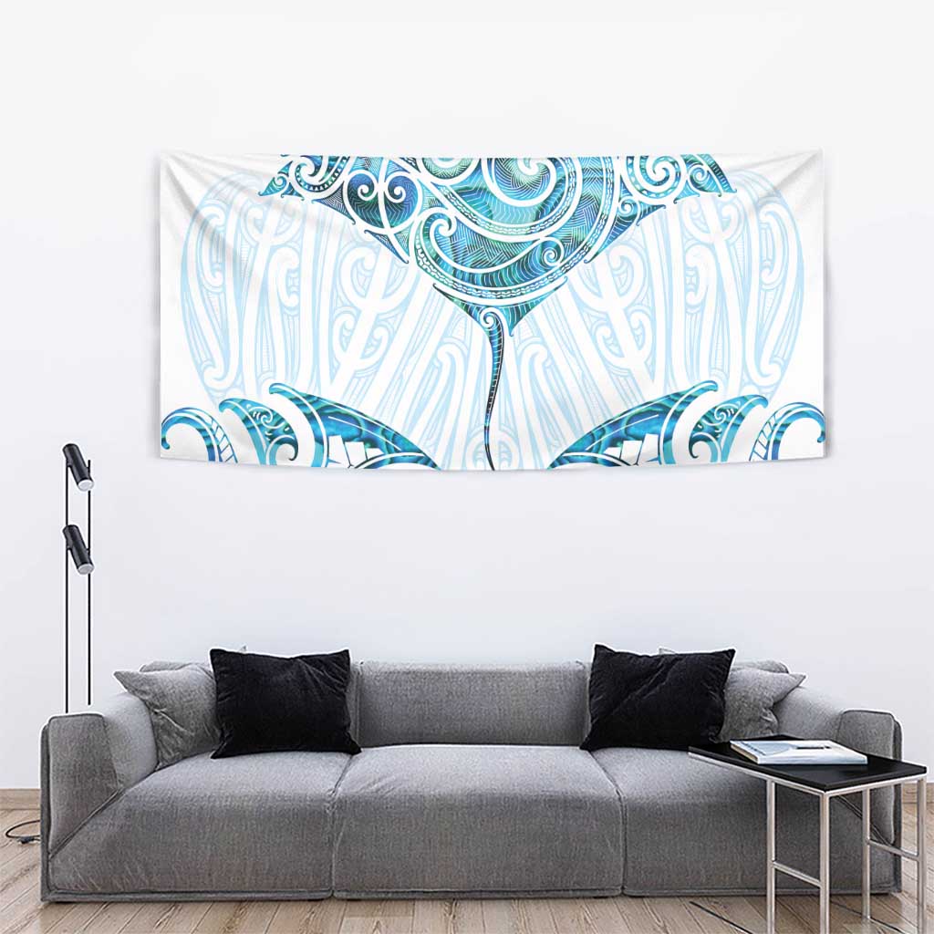 New Zealand Manta Ray Tattoo Tapestry Aotearoa Maori Haehae Paua Shell - Aussie Hoodie