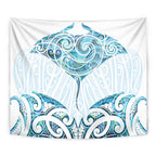 New Zealand Manta Ray Tattoo Tapestry Aotearoa Maori Haehae Paua Shell - Aussie Hoodie