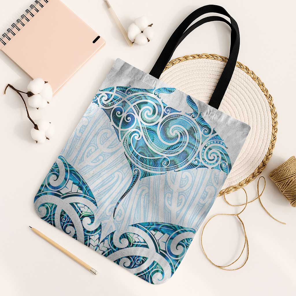 New Zealand Manta Ray Tattoo Tote Bag Aotearoa Maori Haehae Paua Shell - Aussie Hoodie