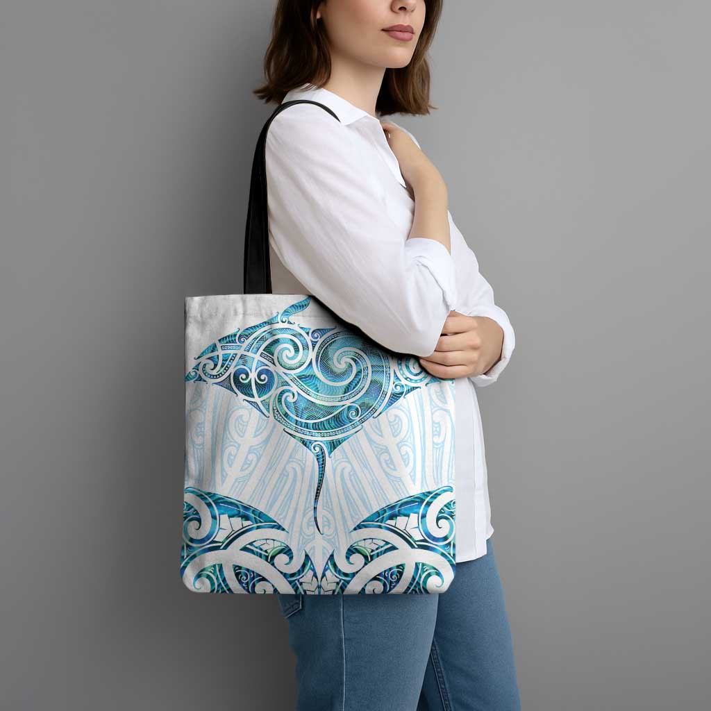 New Zealand Manta Ray Tattoo Tote Bag Aotearoa Maori Haehae Paua Shell - Aussie Hoodie