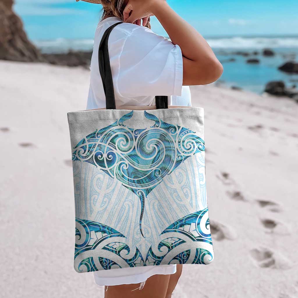 New Zealand Manta Ray Tattoo Tote Bag Aotearoa Maori Haehae Paua Shell - Aussie Hoodie
