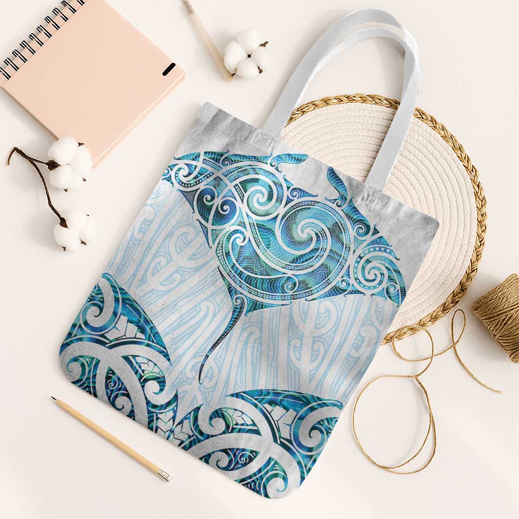 New Zealand Manta Ray Tattoo Tote Bag Aotearoa Maori Haehae Paua Shell - Aussie Hoodie