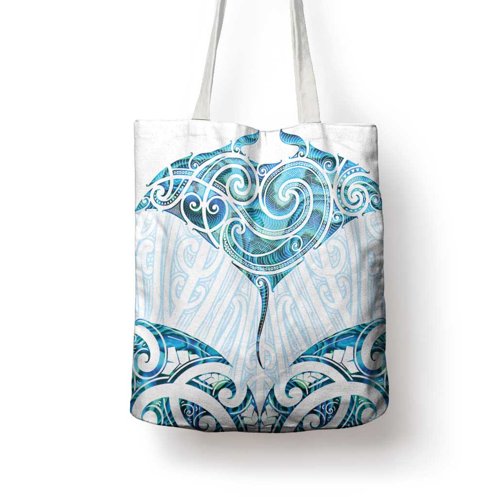 New Zealand Manta Ray Tattoo Tote Bag Aotearoa Maori Haehae Paua Shell - Aussie Hoodie