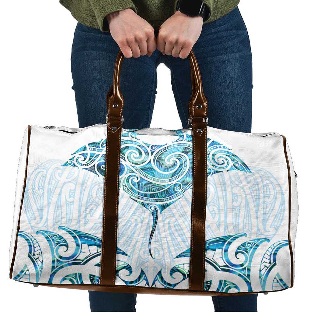 New Zealand Manta Ray Tattoo Travel Bag Aotearoa Maori Haehae Paua Shell - Aussie Hoodie
