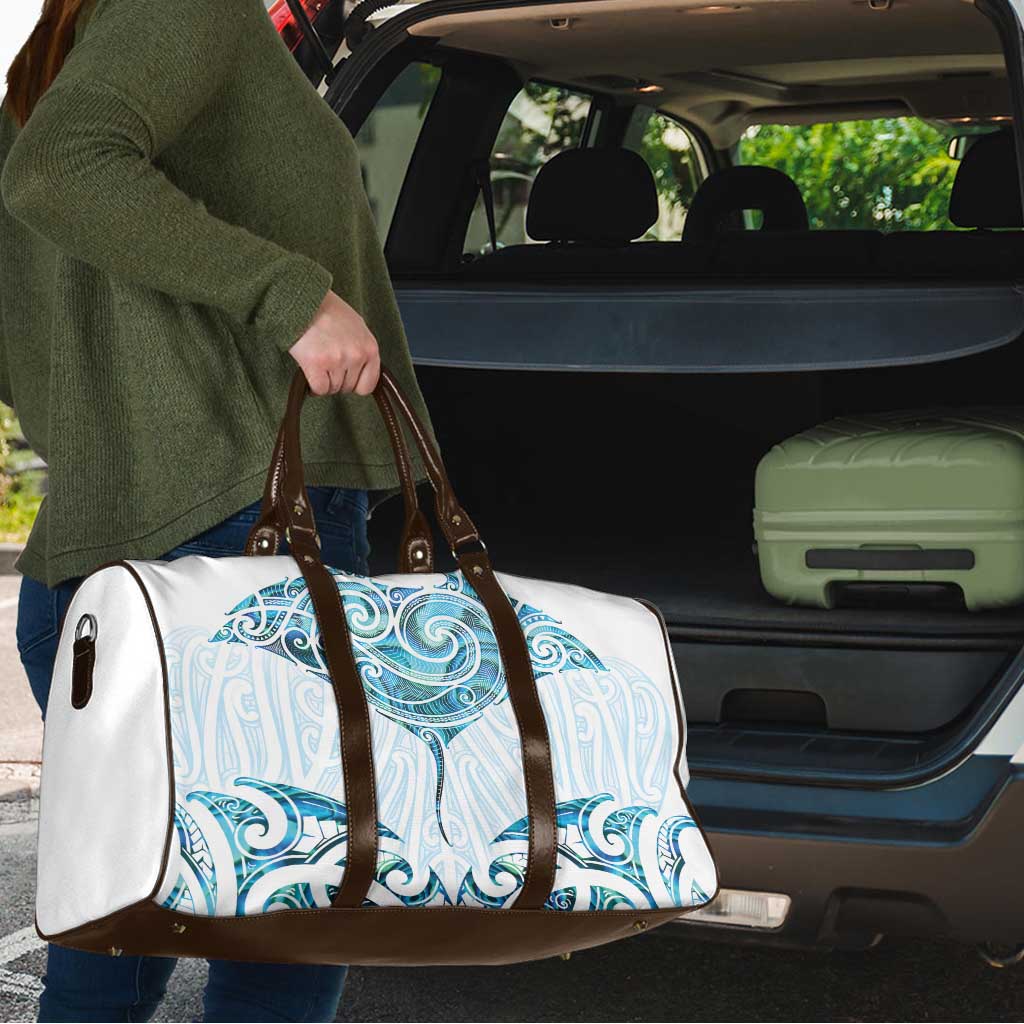New Zealand Manta Ray Tattoo Travel Bag Aotearoa Maori Haehae Paua Shell - Aussie Hoodie
