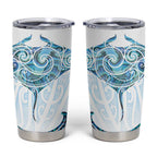 New Zealand Manta Ray Tattoo Tumbler Cup Aotearoa Maori Haehae Paua Shell - Aussie Hoodie