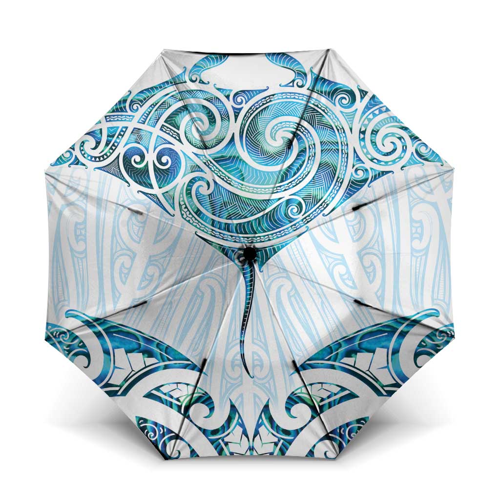 New Zealand Manta Ray Tattoo Umbrella Aotearoa Maori Haehae Paua Shell - Aussie Hoodie