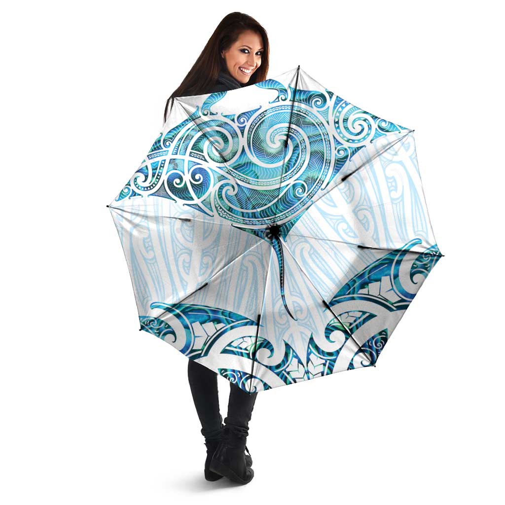 New Zealand Manta Ray Tattoo Umbrella Aotearoa Maori Haehae Paua Shell - Aussie Hoodie