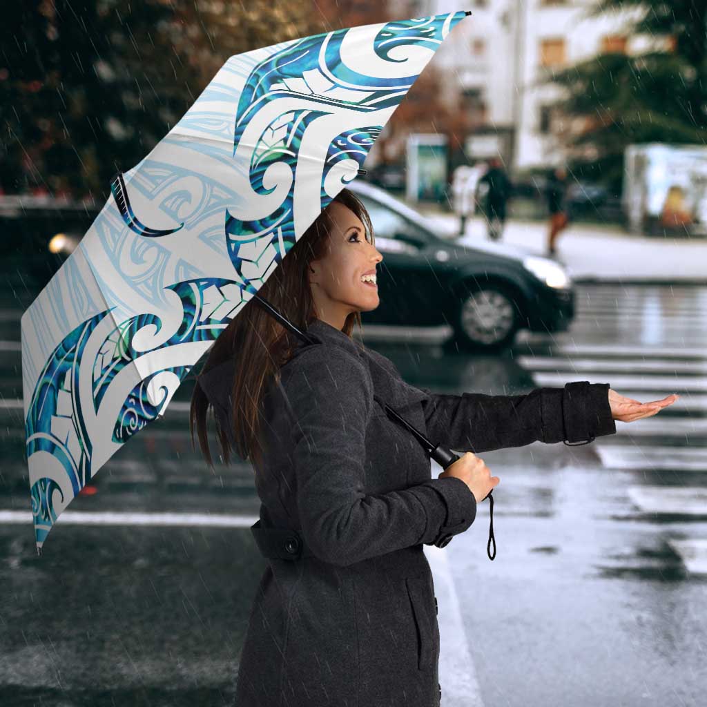 New Zealand Manta Ray Tattoo Umbrella Aotearoa Maori Haehae Paua Shell - Aussie Hoodie