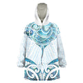 New Zealand Manta Ray Tattoo Wearable Blanket Hoodie Aotearoa Maori Haehae Paua Shell - Aussie Hoodie