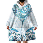 New Zealand Manta Ray Tattoo Wearable Blanket Hoodie Aotearoa Maori Haehae Paua Shell - Aussie Hoodie