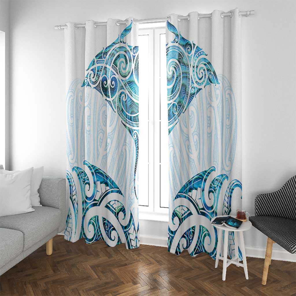 New Zealand Manta Ray Tattoo Window Curtain Aotearoa Maori Haehae Paua Shell - Aussie Hoodie