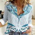 New Zealand Manta Ray Tattoo Women Casual Shirt Aotearoa Maori Haehae Paua Shell - Aussie Hoodie