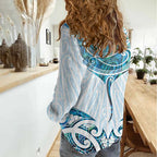 New Zealand Manta Ray Tattoo Women Casual Shirt Aotearoa Maori Haehae Paua Shell - Aussie Hoodie