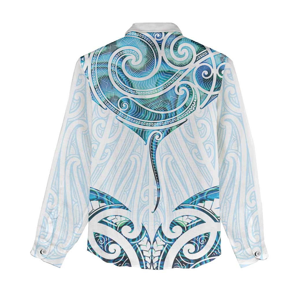 New Zealand Manta Ray Tattoo Women Casual Shirt Aotearoa Maori Haehae Paua Shell - Aussie Hoodie