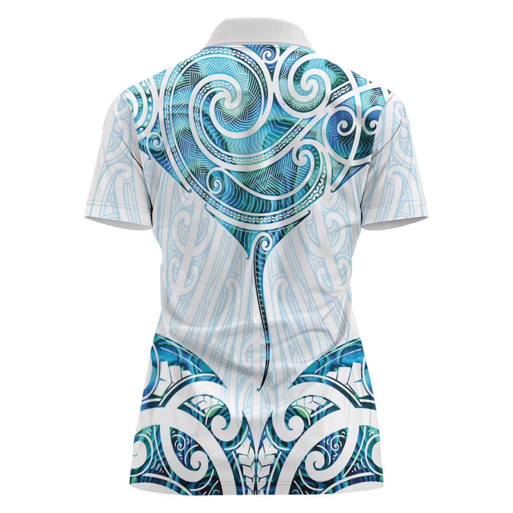New Zealand Manta Ray Tattoo Women Polo Shirt Aotearoa Maori Haehae Paua Shell - Aussie Hoodie