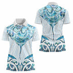 New Zealand Manta Ray Tattoo Women Polo Shirt Aotearoa Maori Haehae Paua Shell - Aussie Hoodie