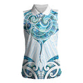 New Zealand Manta Ray Tattoo Women Sleeveless Polo Shirt Aotearoa Maori Haehae Paua Shell - Aussie Hoodie