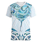 New Zealand Manta Ray Tattoo Women V-Neck T-Shirt Aotearoa Maori Haehae Paua Shell - Aussie Hoodie