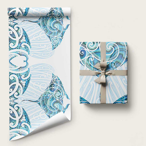 New Zealand Manta Ray Tattoo Wrapping Paper Aotearoa Maori Haehae Paua Shell - Aussie Hoodie