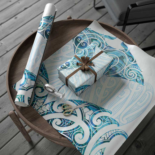 New Zealand Manta Ray Tattoo Wrapping Paper Aotearoa Maori Haehae Paua Shell - Aussie Hoodie