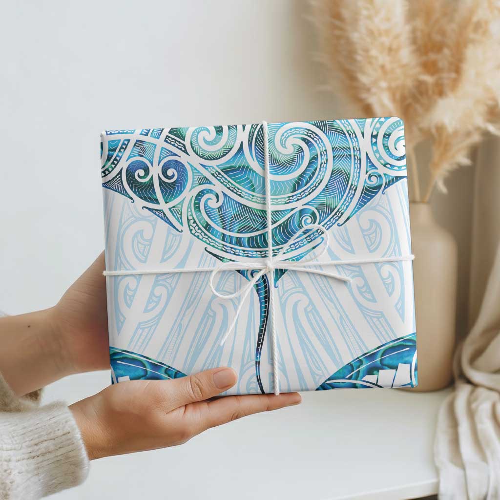 New Zealand Manta Ray Tattoo Wrapping Paper Aotearoa Maori Haehae Paua Shell - Aussie Hoodie