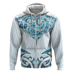 New Zealand Manta Ray Tattoo Zip Hoodie Aotearoa Maori Haehae Paua Shell - Aussie Hoodie