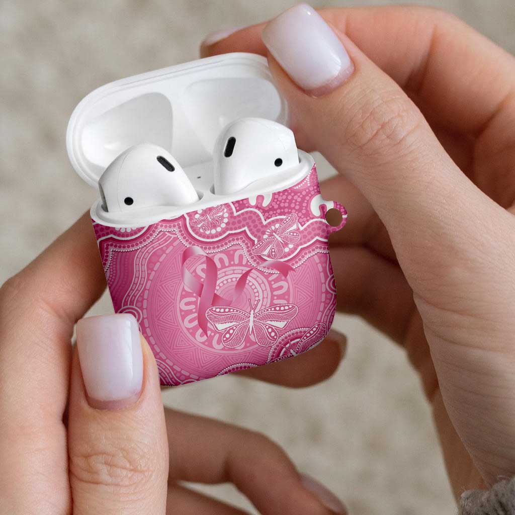 Australia Indigenous AirPods Case Pink Ribbon Breast Cancer Butterfly Aboriginal - Aussie Hoodie