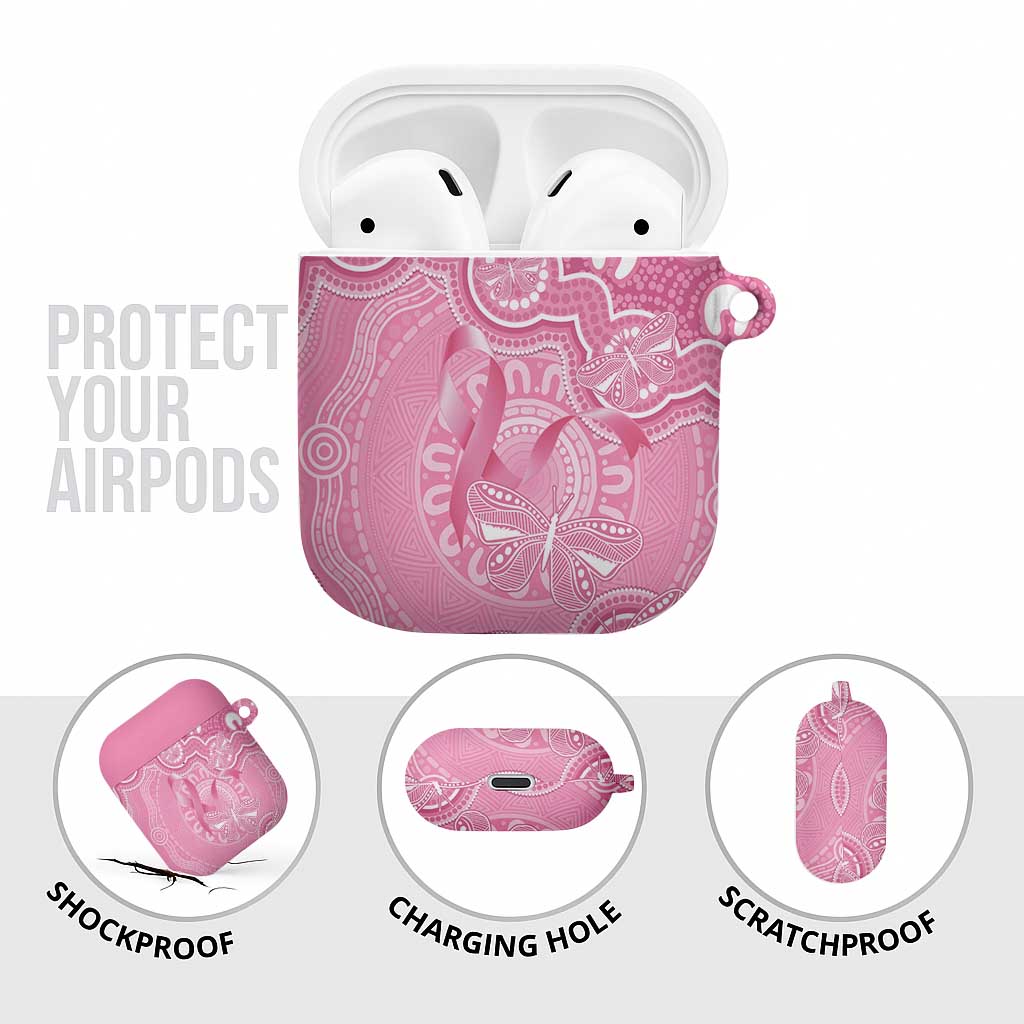 Australia Indigenous AirPods Case Pink Ribbon Breast Cancer Butterfly Aboriginal - Aussie Hoodie