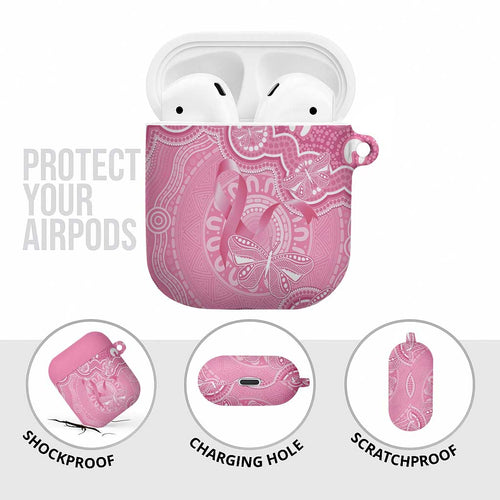 Australia Indigenous AirPods Case Pink Ribbon Breast Cancer Butterfly Aboriginal - Aussie Hoodie