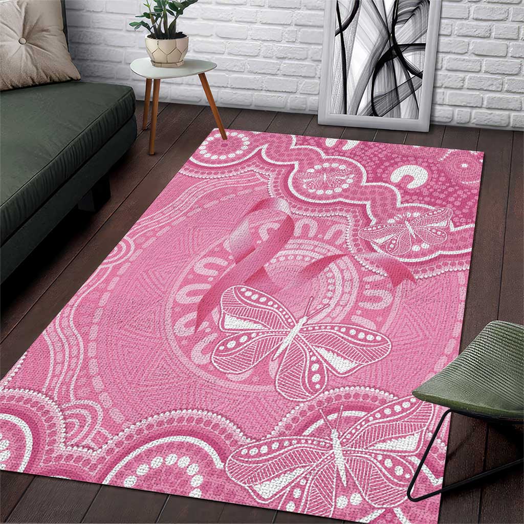 Australia Indigenous Area Rug Pink Ribbon Breast Cancer Butterfly Aboriginal - Aussie Hoodie