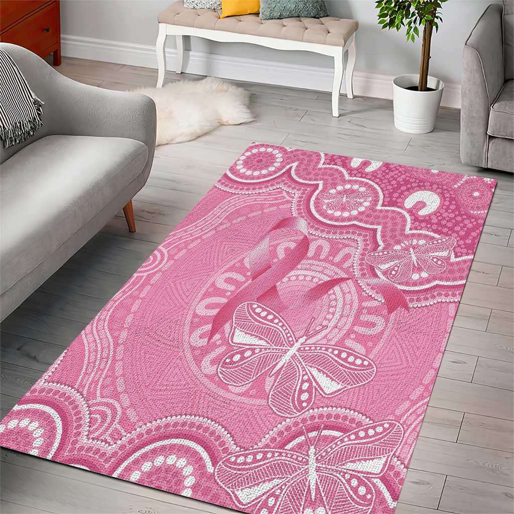 Australia Indigenous Area Rug Pink Ribbon Breast Cancer Butterfly Aboriginal - Aussie Hoodie