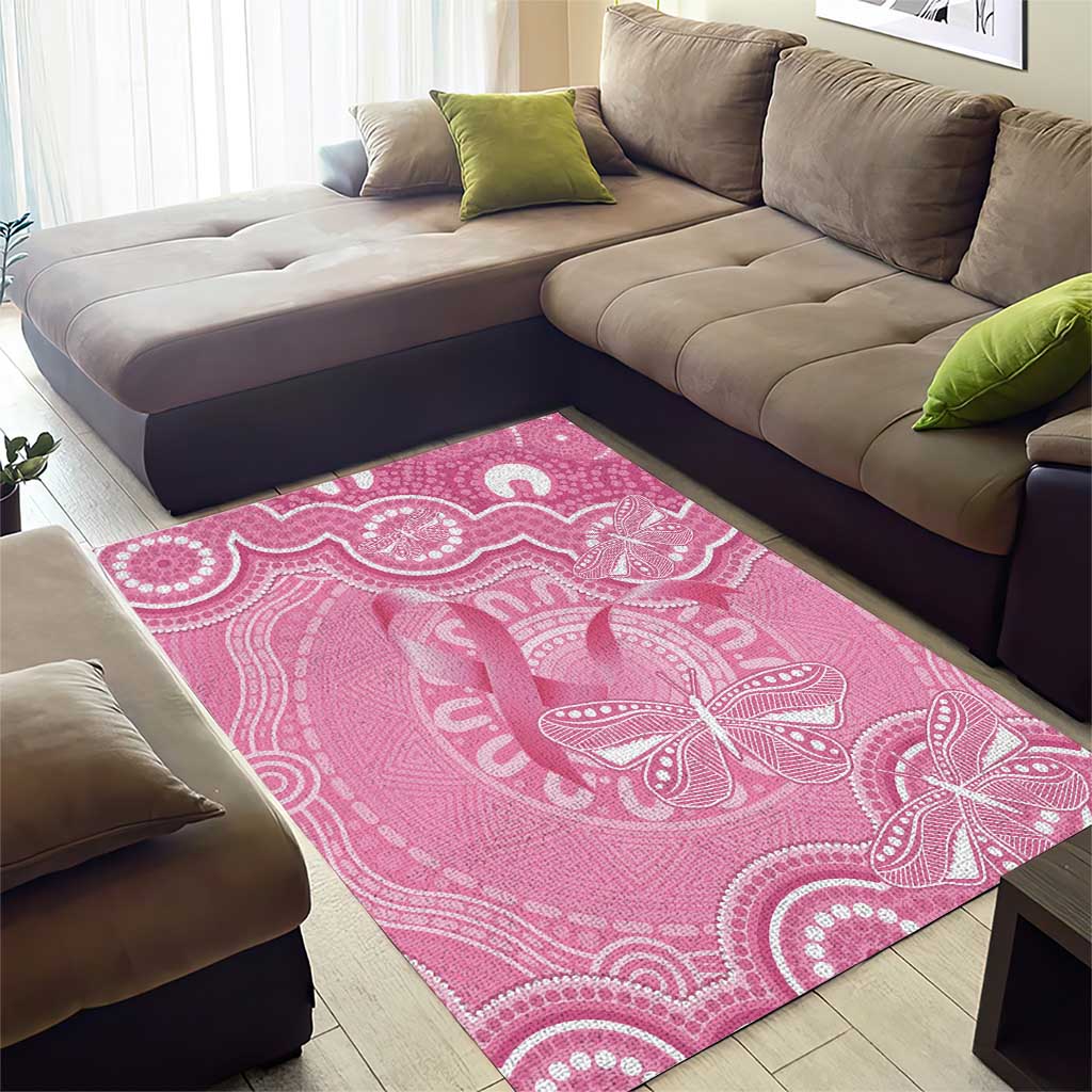 Australia Indigenous Area Rug Pink Ribbon Breast Cancer Butterfly Aboriginal - Aussie Hoodie