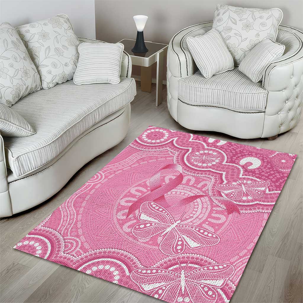 Australia Indigenous Area Rug Pink Ribbon Breast Cancer Butterfly Aboriginal - Aussie Hoodie
